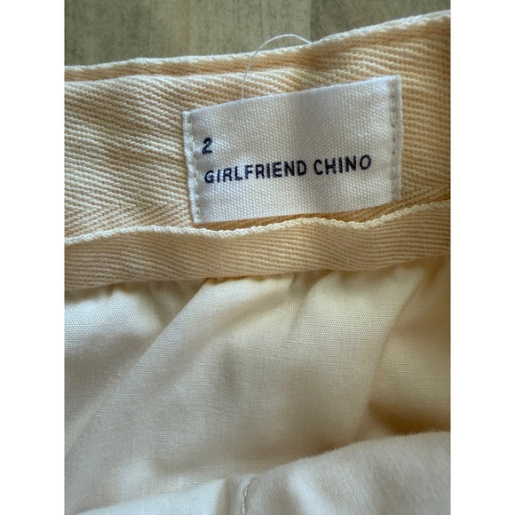 Gap Womens Girlfriend Chino Pants Cream/Peach Side Stripe Raw Hem Size 2 - Picture 3 of 9
